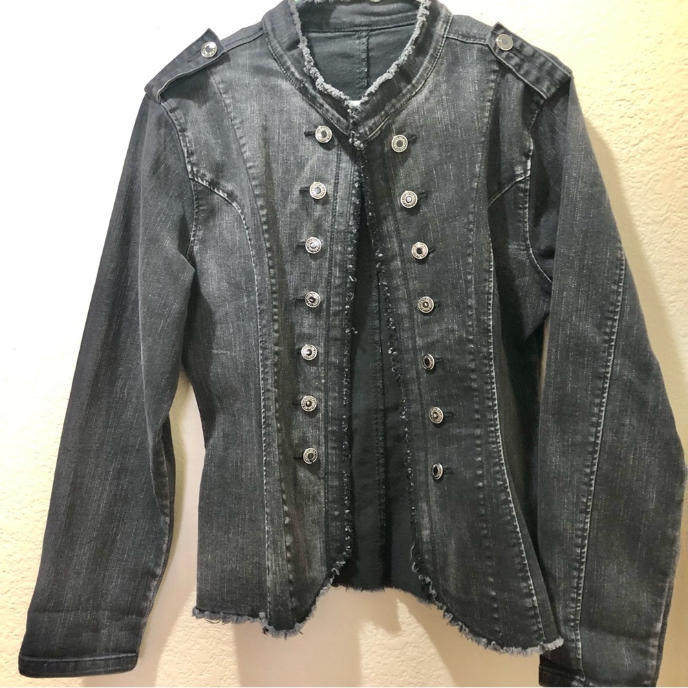 Distressed Black Denim Rebel Rock Women's Jacket